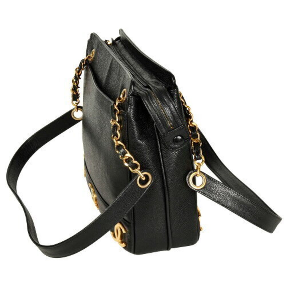 Chanel Black Bag Shoulder Coco Caviar Chain Triple